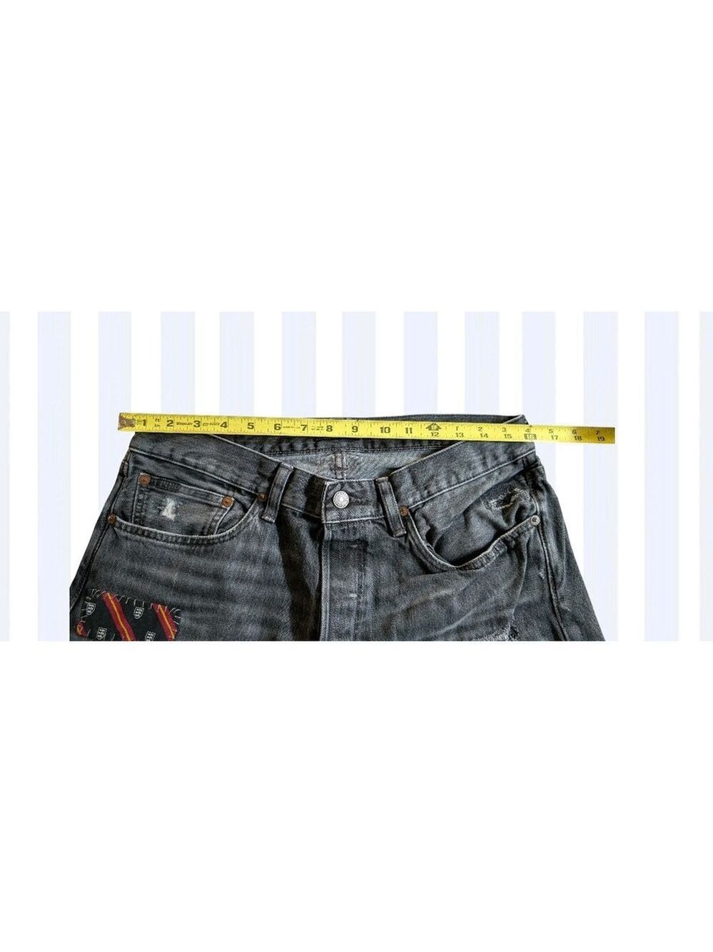 Polo Ralph Lauren Varick Jeans Mens 32X34 Patchwork Distressed Rare! Goth - Picture 4 of 11